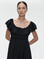 Lade das Bild in den Galerie-Viewer, SCHWARZES KLEID MIT VOLANTÄRMELN - JANE LUSHKA - GRETA & Rosa