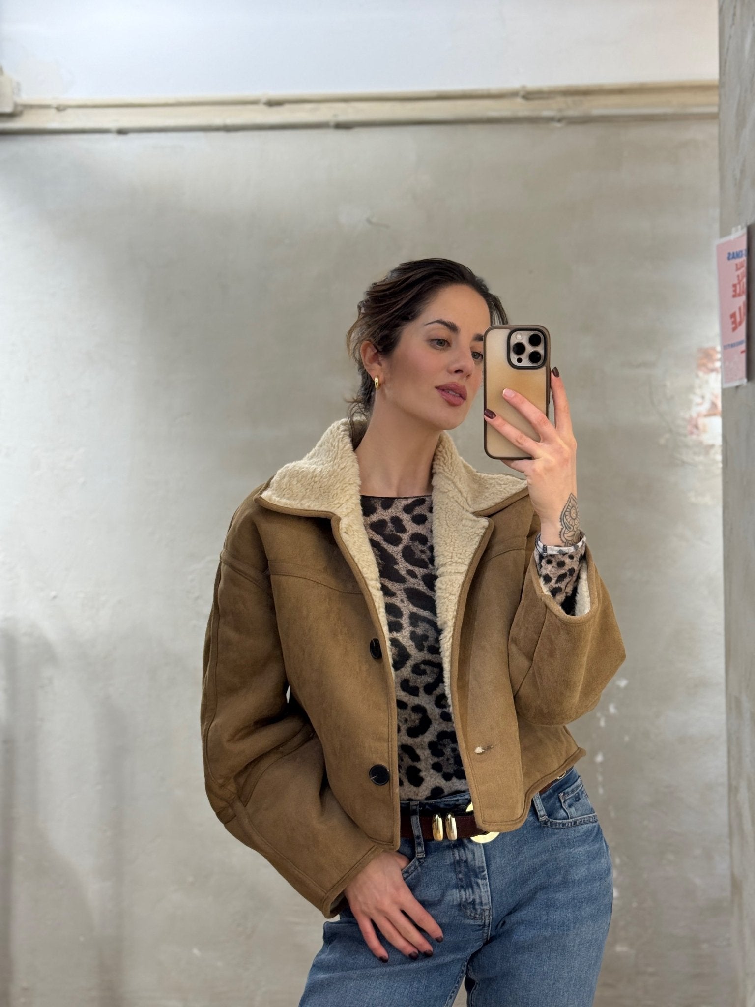 Cropped Shearling Jacket – Camel - GRETA & Rosa