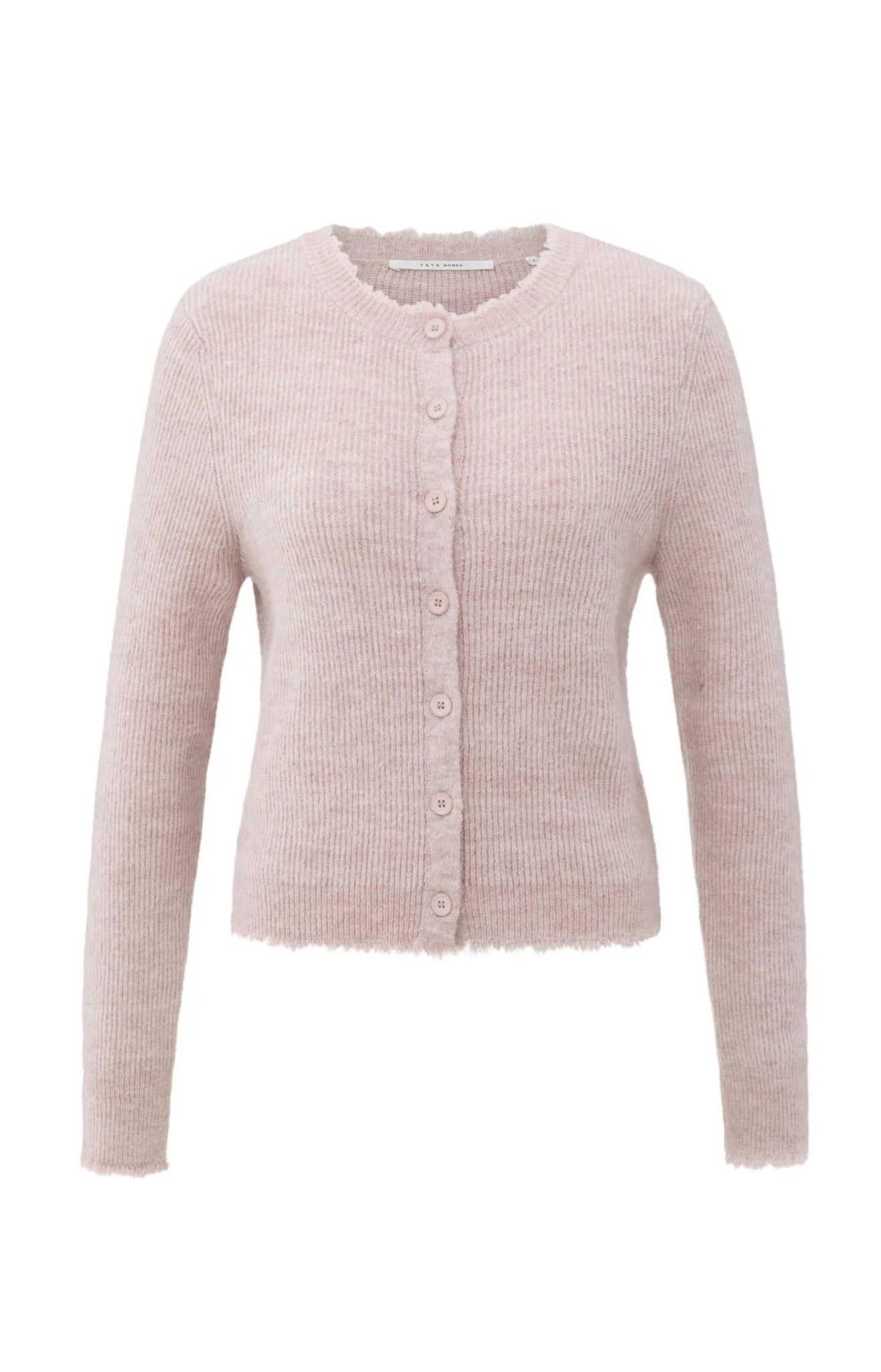Kurzer Melange - Cardigan mit Fransendetails - YAYA - GRETA & Rosa