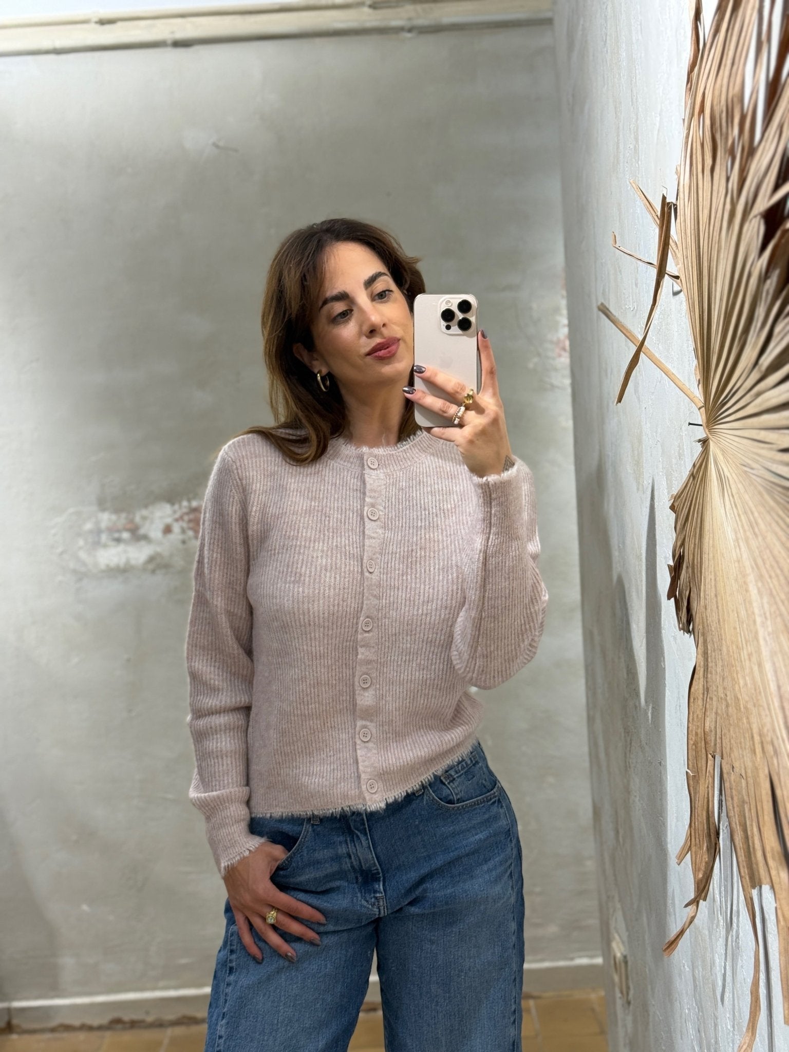 Kurzer Melange - Cardigan mit Fransendetails - YAYA - GRETA & Rosa