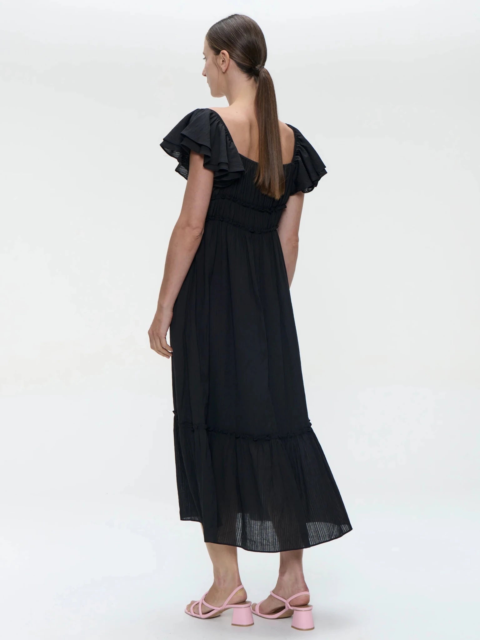 SCHWARZES KLEID MIT VOLANTÄRMELN - JANE LUSHKA - GRETA & Rosa