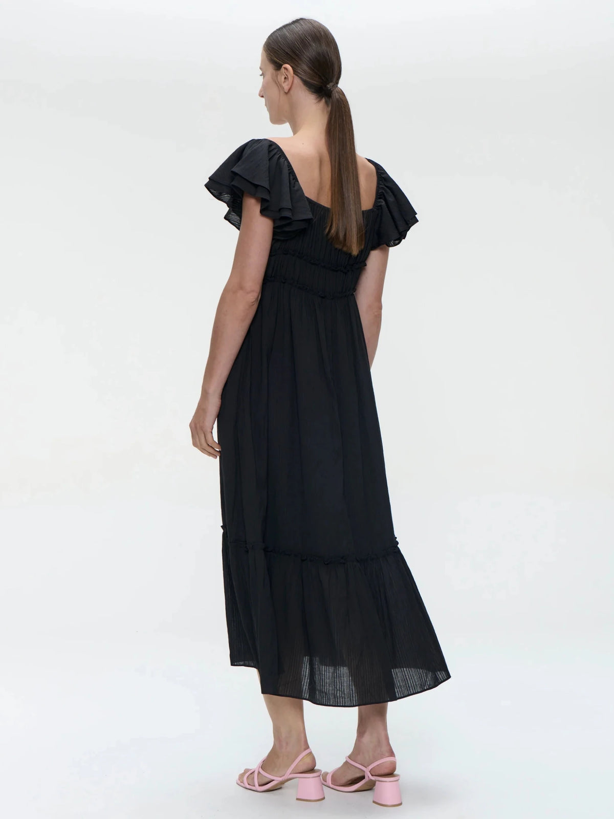 SCHWARZES KLEID MIT VOLANTÄRMELN - JANE LUSHKA - GRETA & Rosa