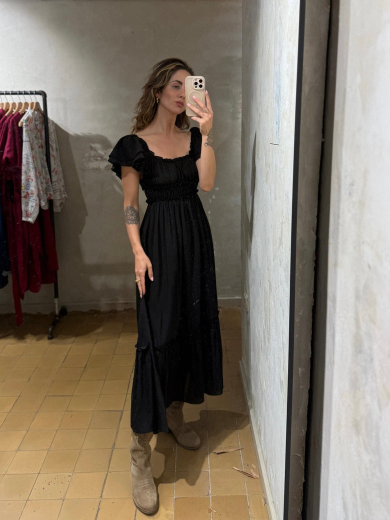 SCHWARZES KLEID MIT VOLANTÄRMELN - JANE LUSHKA - GRETA & Rosa