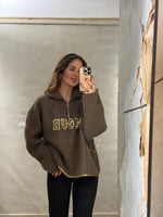 Lade das Bild in den Galerie-Viewer, Teddy Half - Zip Pullover „AMOUR“ - GRETA &amp; Rosa
