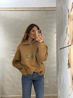 Lade das Bild in den Galerie-Viewer, Teddy Half - Zip Pullover „AMOUR“ - GRETA &amp; Rosa
